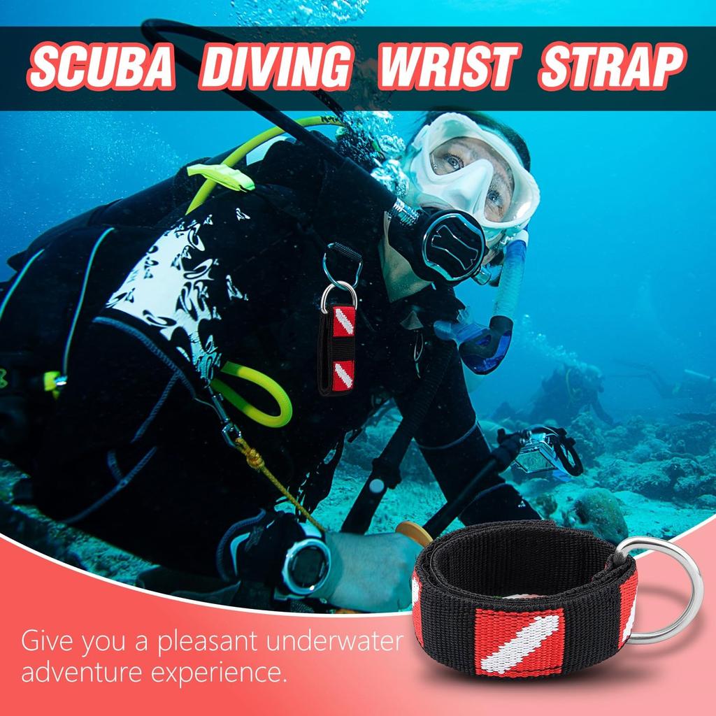 2Pcs Scubas Diving Adjustable Wrist Strap Adjustable Wristband with Stainless Steel Rings Scubas Diving Camera Wrist Strap