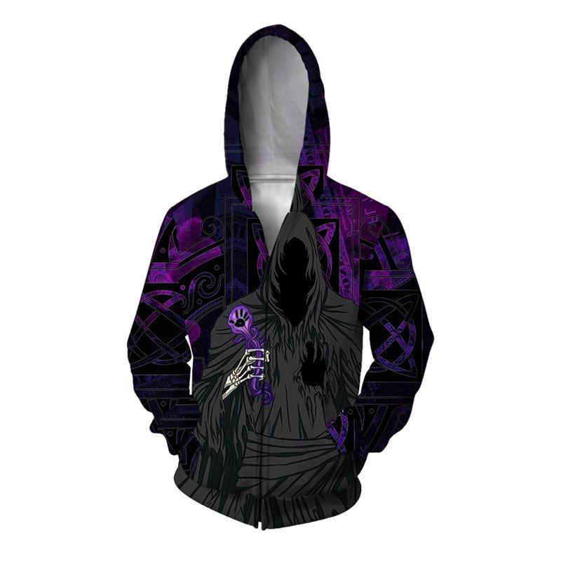Death Keyboard Hoodie For Men Cool Warrior Graphic Sweatshirt Leisure Zipper Pullover Long Sleeves Hoodies