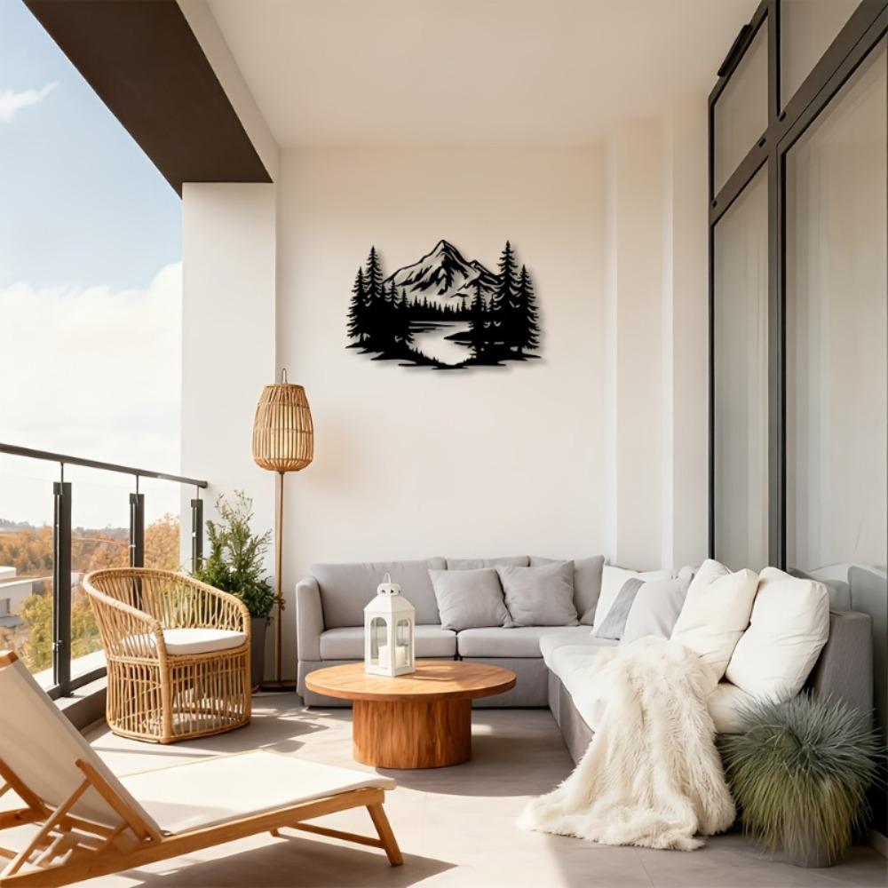 1pc 2D Flat Mountain Lake Forest Wall Art Nature Landscape Decor for Living Room Bedroom Office Home