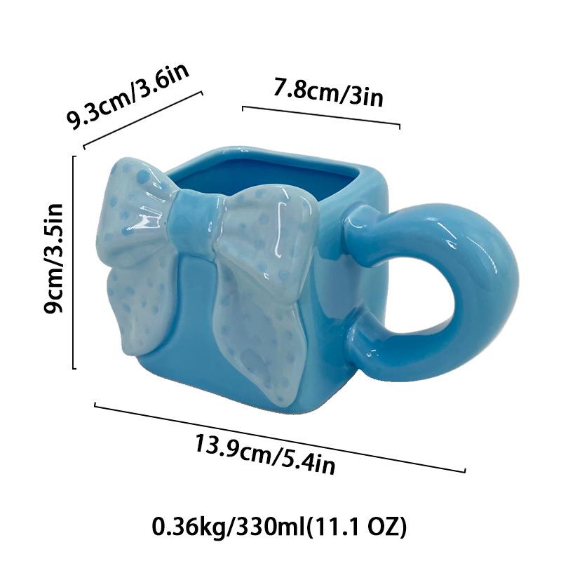 Creative Ceramic Coffee Cup Three-dimensional Bow Mug Exquisite Afternoon Tea Ceramic Flower Tea Cup Home Breakfast Milk Mug New