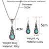 3-teiliges Halsketten-Ohrring-Set für Männer und Frauen im Vintage-Stil, eingelegter blauer Kristall, türkisfarbener Anhänger mit Laternenkette, Schmuck