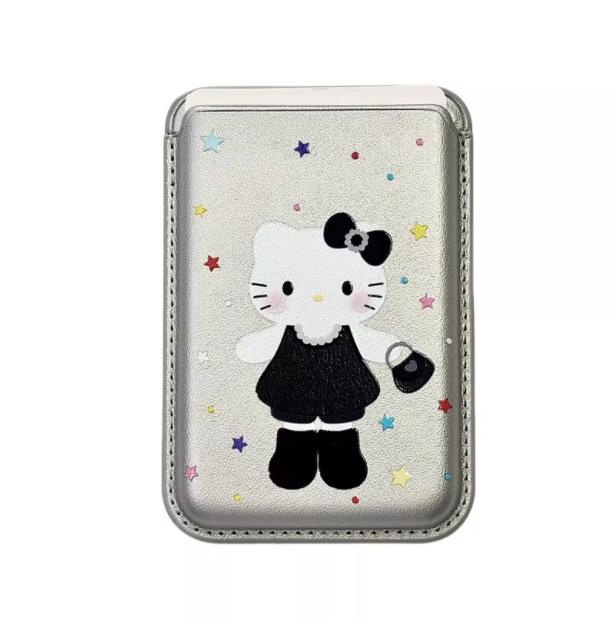MAGSAFE-Compatible Cute Cartoon Kitty Leather Card Holder Phone Case Single Card Holder