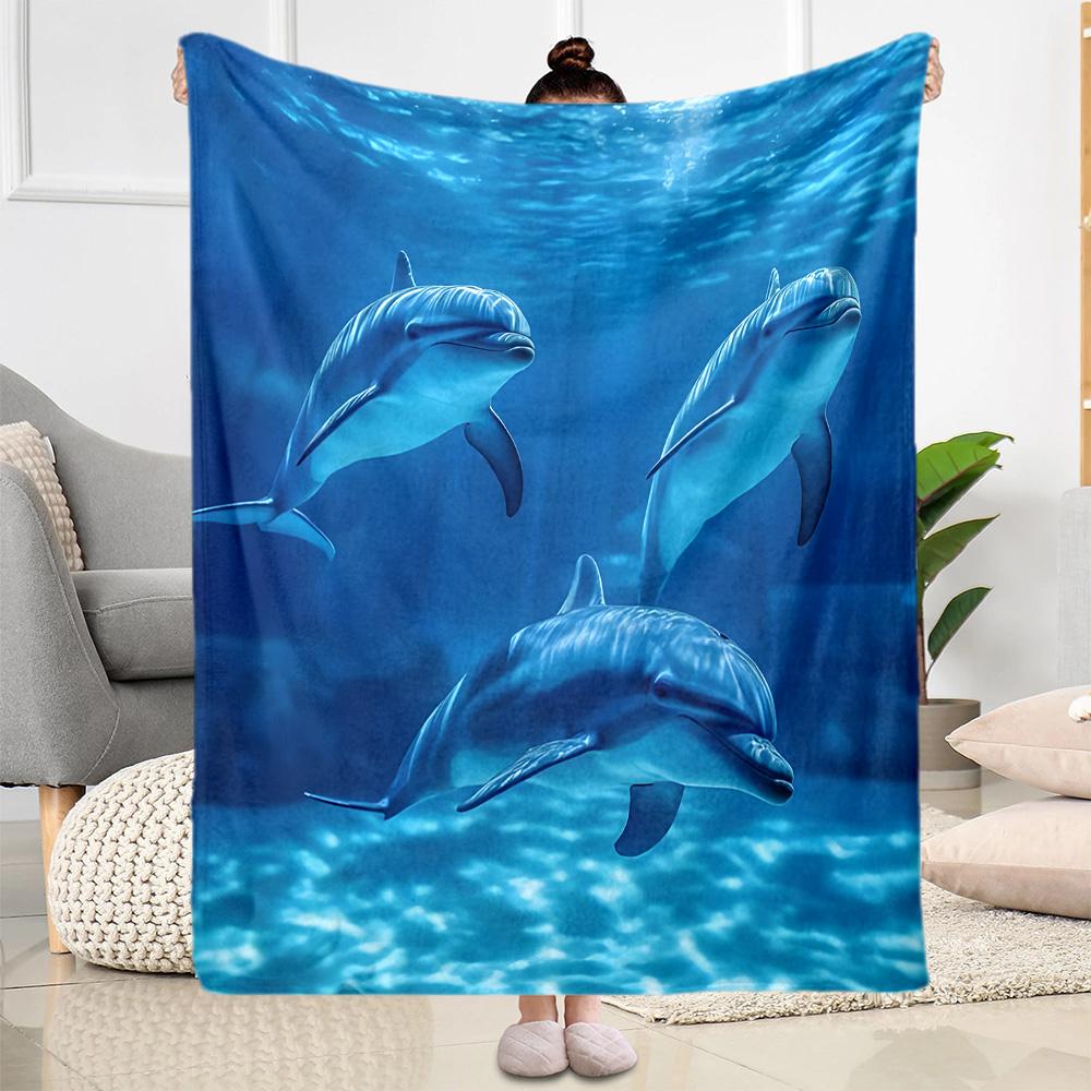 Ocean Animal Flannel Blanket - Soft and Comfortable, Suitable for Sofas, Beds, Offices, Travel, All Seasons, and A Great Gift for The Holidays.