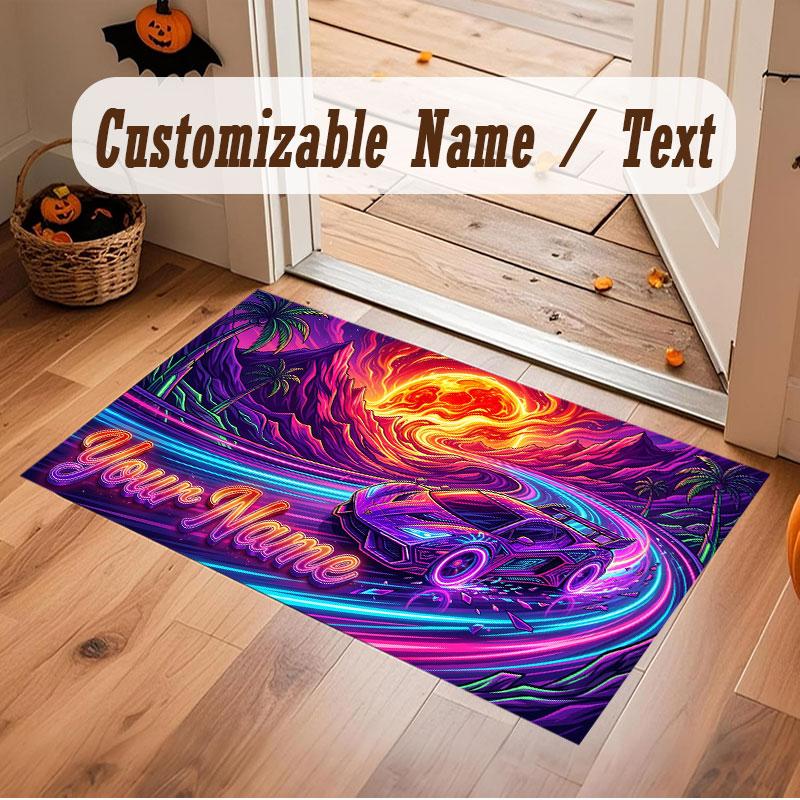 Fantasy Magic Theme Crystal Velvet Floor Rug Personalized Custom Name Text Warm Carpet Home Decoration