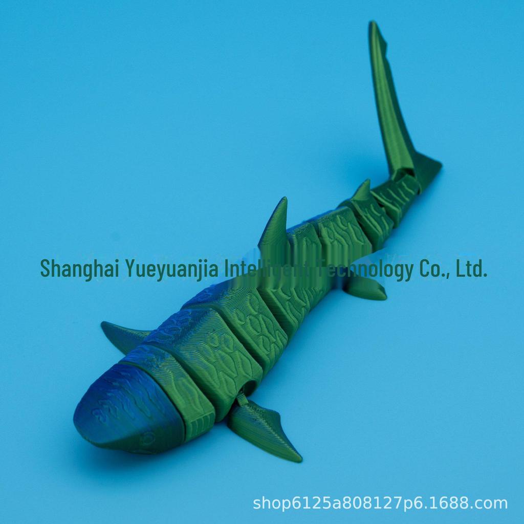 3D Printed Realistic Striped Tiger Shark Model with Movable Joints - Decorative Gift & Puzzle