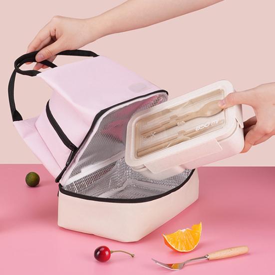 Dvoupatrová taška na oběd Termoizolační taška na oběd s velkou kapacitou, nepropustná chladicí taška pro dojíždění, cestování, piknik