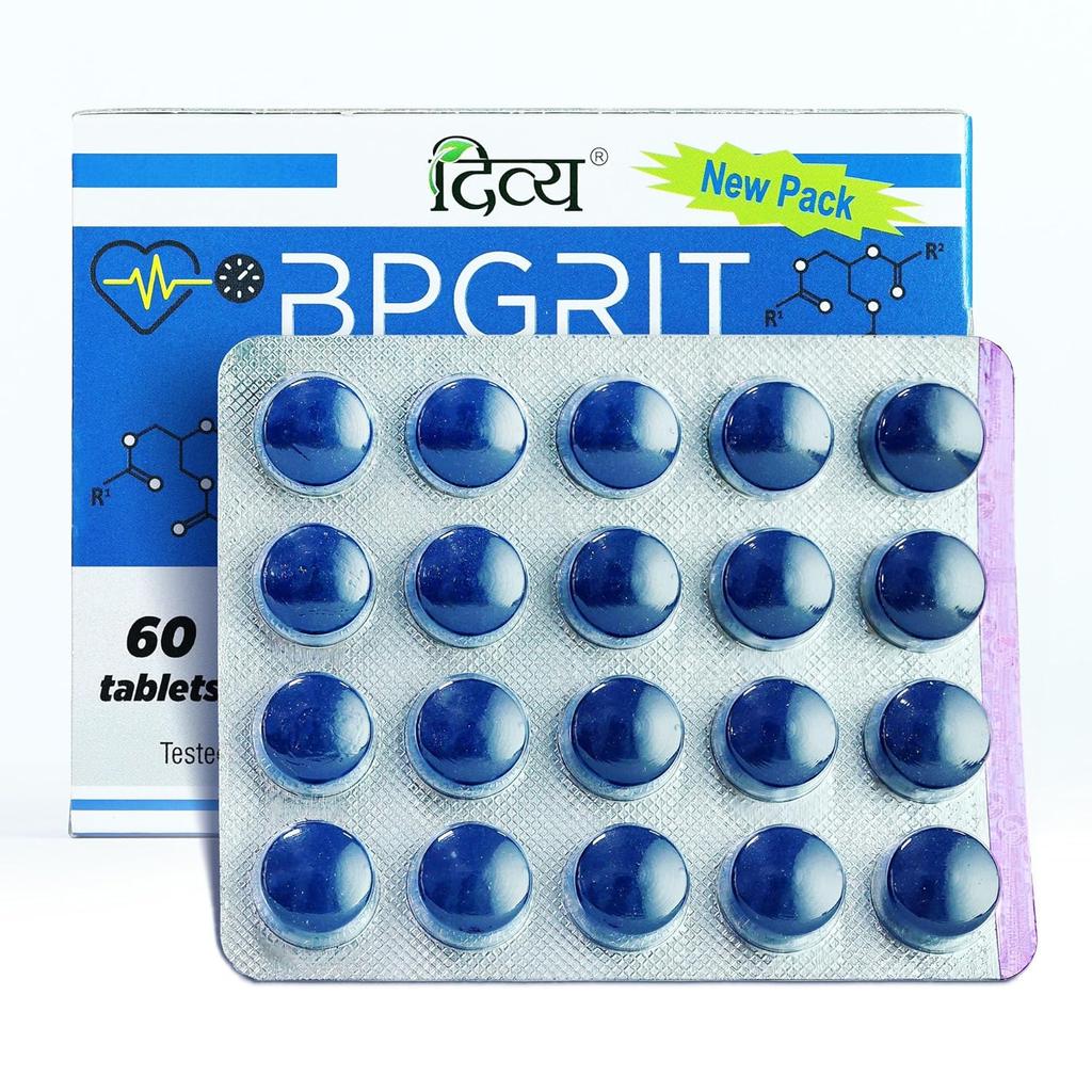 Patanjali Divya Bpgrit Ayurvedic Heart Support Tablets 60 N Pack of 1 for Energy and Vitality