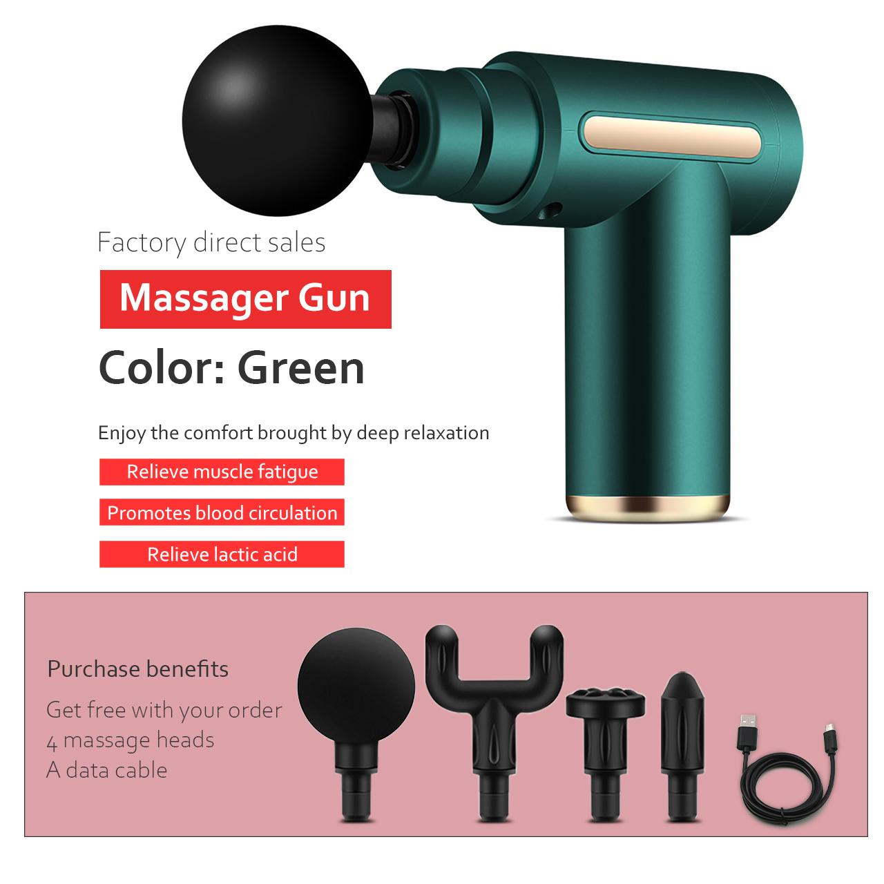 

1 шт., пистолет для массажа мышц, перкуссионный массажер для глубоких тканей, спортсменов, облегчение боли и расслабление, электрические массажеры для спины, мощный, тихий liquid crystal зелёный