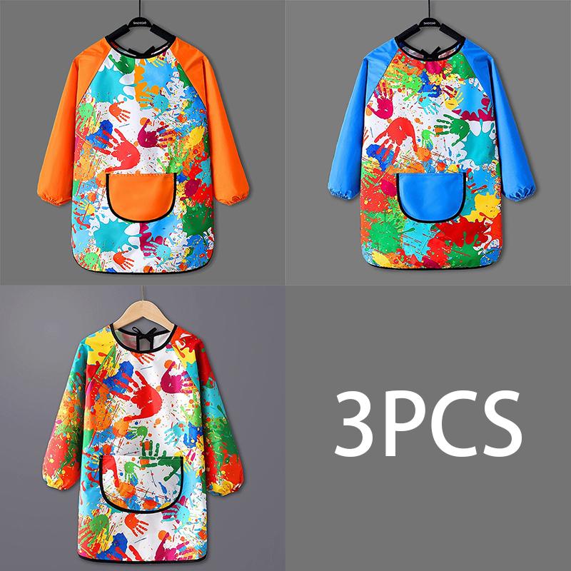 Paint Apron for Children Art Apron - Waterproof Long Sleeved Cover Children's Apron, Childrens Drawing Kindergarten WQ005