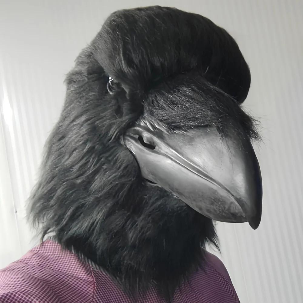 Realistic Raven Mask - Black Bird Design Full Headgear for Halloween, Carnival, and Costume Parties, For Role-Playing and Pranks