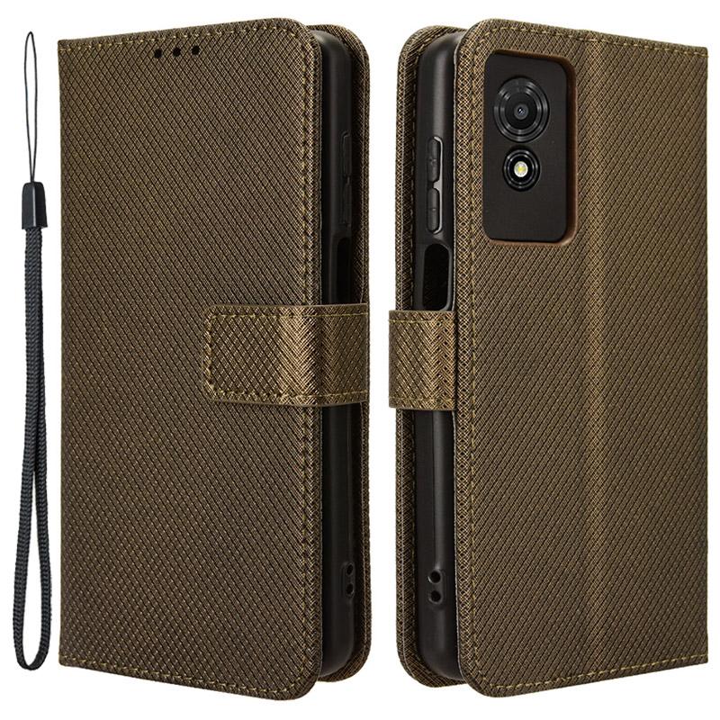 Dla TCL 501 Etui Portfelowe Tekstura Diamentowa Skórzane PU Pokrowiec na Telefon ze Stojakiem