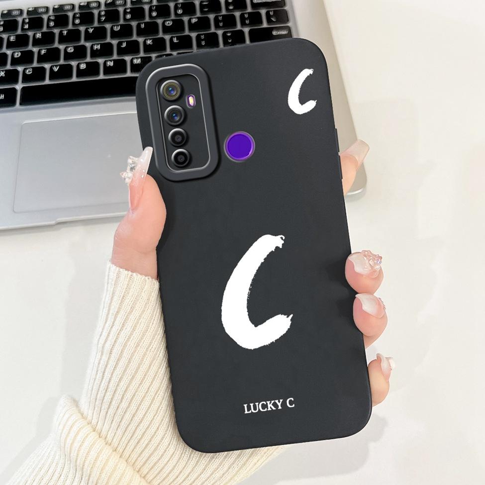 For Realme 5i RMX2030 6i RMX2040 Cover For Realme 6i Case Simple Fashion Letters A-Z Pattern Design Silicone Shockproof Bumper