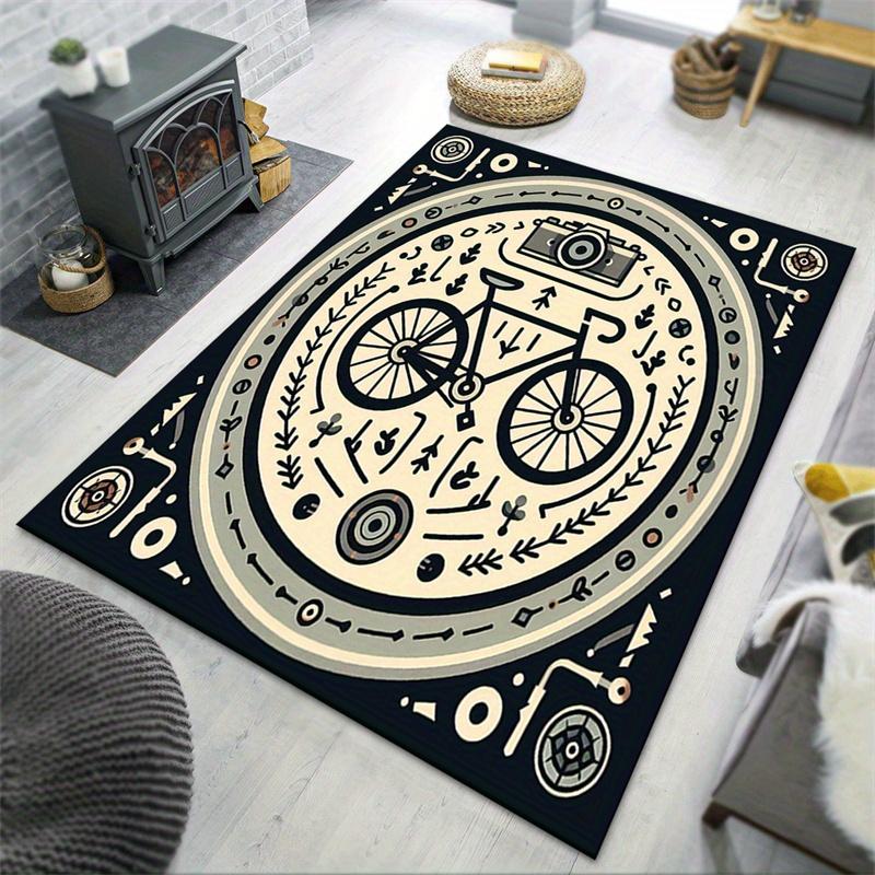 Bicycle Art Print Doormat, Non-Slip Entryway Rug, Durable Washable Floor Mat for Living Room and Study