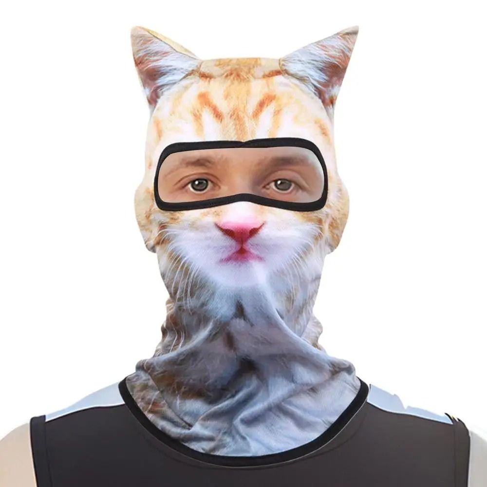 Polyester Fiber Animal with Ears Hats Funny Neck Gaiter Quick-drying 3D Animal Face Mask  Cycling