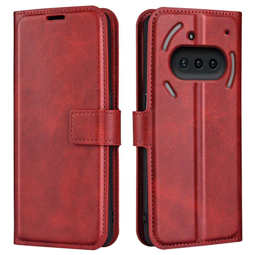 Für Nichts Telefon (3a) Ständerhülle Kratzfest Kalbsleder Textur Handyhülle