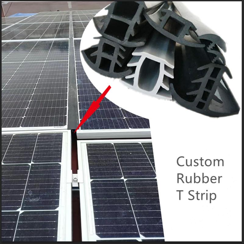 Striscia a T in Gomma per Staffa Fotovoltaica Metallo Coperchio Canalina Cavi Sigillatura Pannello Solare Monocristallino 36x24mm Nero