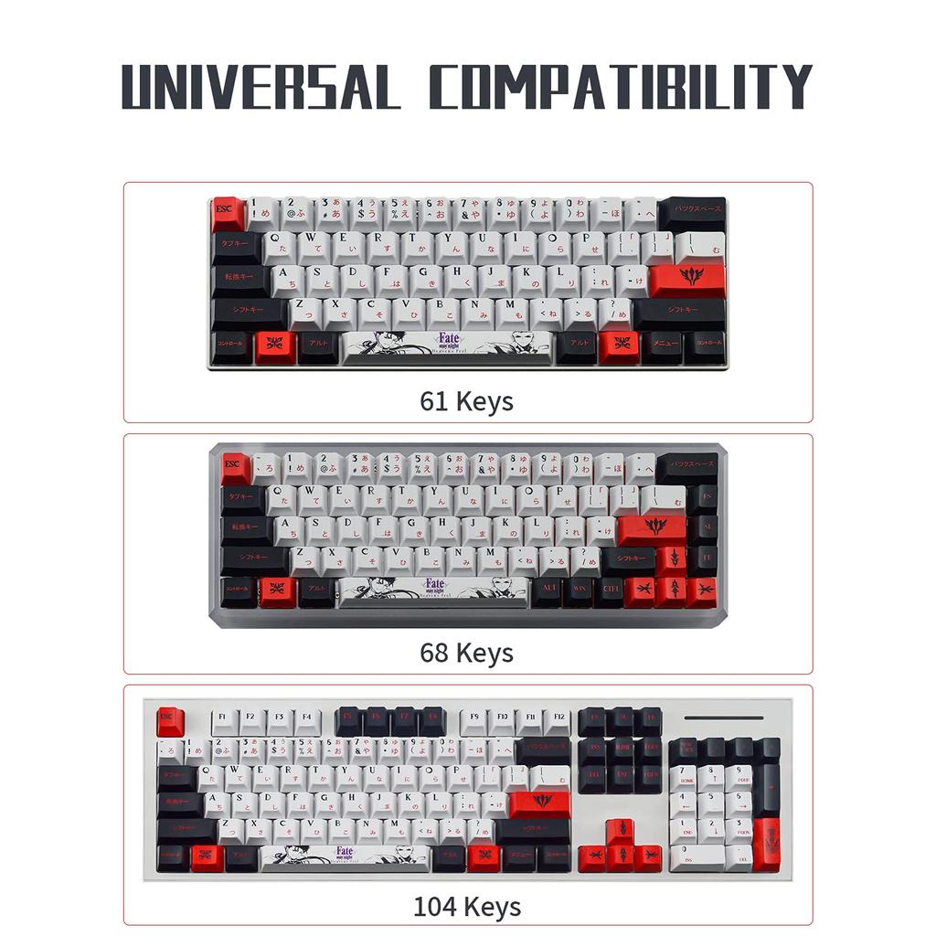 Anime Japanese Layout PBT Keycaps for Cherry Profile 60/64/68/87/104/108 Mechanical Keyboards