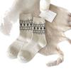 Women's Fair Isle Wool Mid-Calf Socks, Fleece-Lined, Thickened, Retro Christmas Style, Cozy for Autumn and Winter.