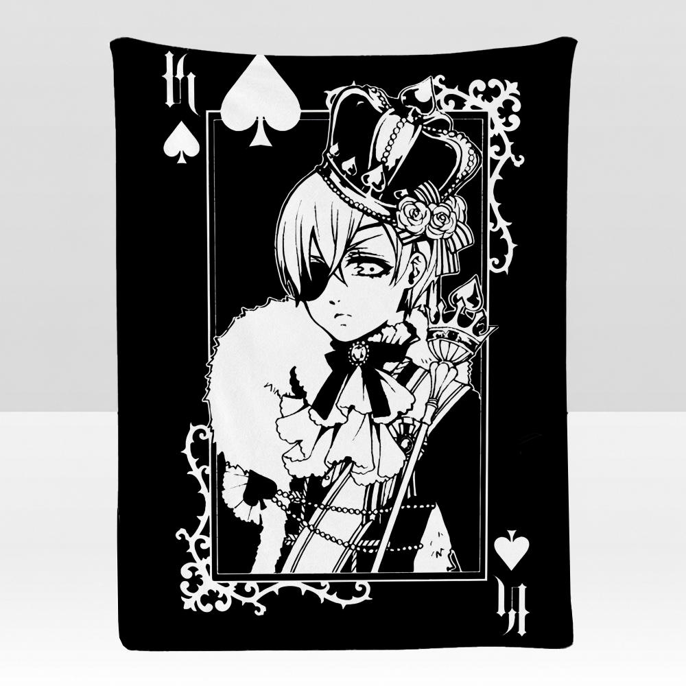 anime BBlack BButler Throw Soft Flannel Blanket for Bed Bedroom Sofa Picnic Throw Skinfriendly Breathable Gift Cover