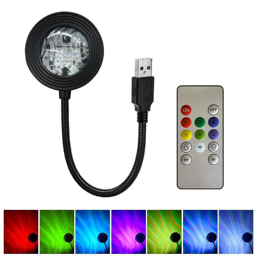 USB Plug-in Water Ripple Shaped Aurora Projection Light Touch/remote Control Color Changing Lighting Atmosphere Decoration Light