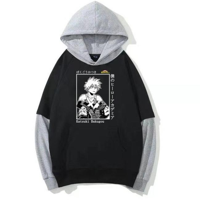 

Hoodie Women Anime Fake Two Hoodies A Hooded Girl Hooded Coat XXS