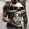 T-shirt z nadrukiem czaszki 3D z postacią horroru Męski, luźny, oversize z krótkimi rękawami Streetwear Hip-hop 3D Top z nadrukiem