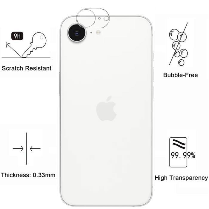 Protection Caméra pour iPhone 16e [Lot de 2] Verre Trempé Appareil Photo Arrière Film Protection Phonillico®