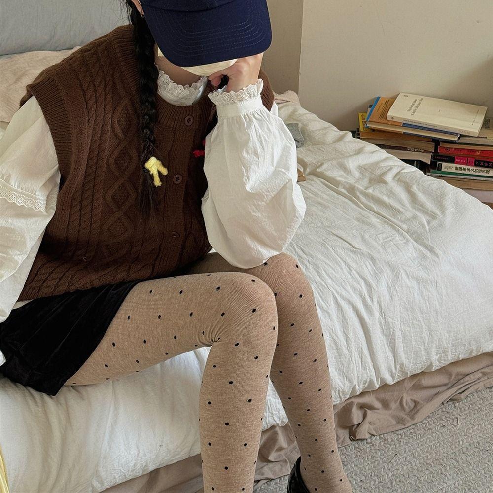 Fashionable Lady's Knitted Stockings Speckled Women's Leggings Winter Thermal Tights Winter Season