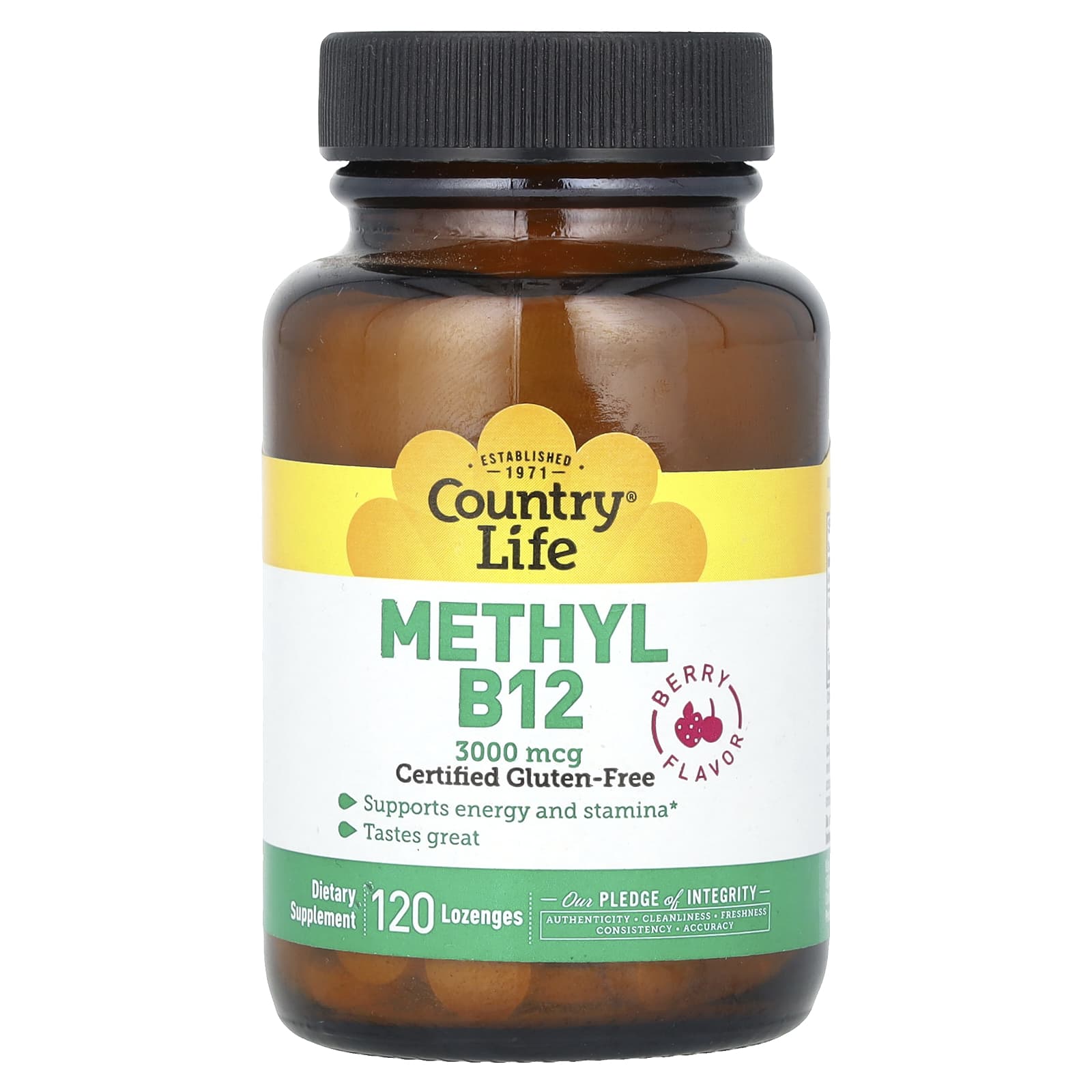 

Country Life, Methyl B12, Berry, 3,000 mcg, 120 Lozenges