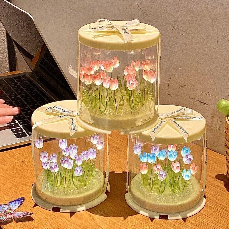 Cake Tulip Nightlight Gifts DIY Material Pack Creative Valentine's Day Gift Handmade Tulip Decoration Cake Box Gift Bag Set