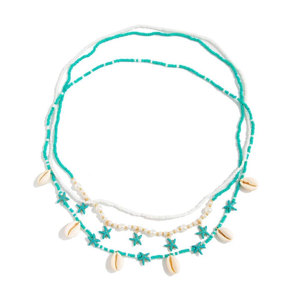 Salircon 3 Pcs/Set Summer Ocean Beach Bohemian Belly Waist Chain Trendy Rice Beads Acrylic Conch Starfish Pendant Body Jewelry