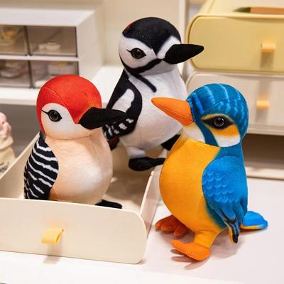 Lovely Simulation Woodpecker Plush Toy Cute Colorful Little Bird Doll Stuffed Soft Animal Funny Birthday Gift for Kids