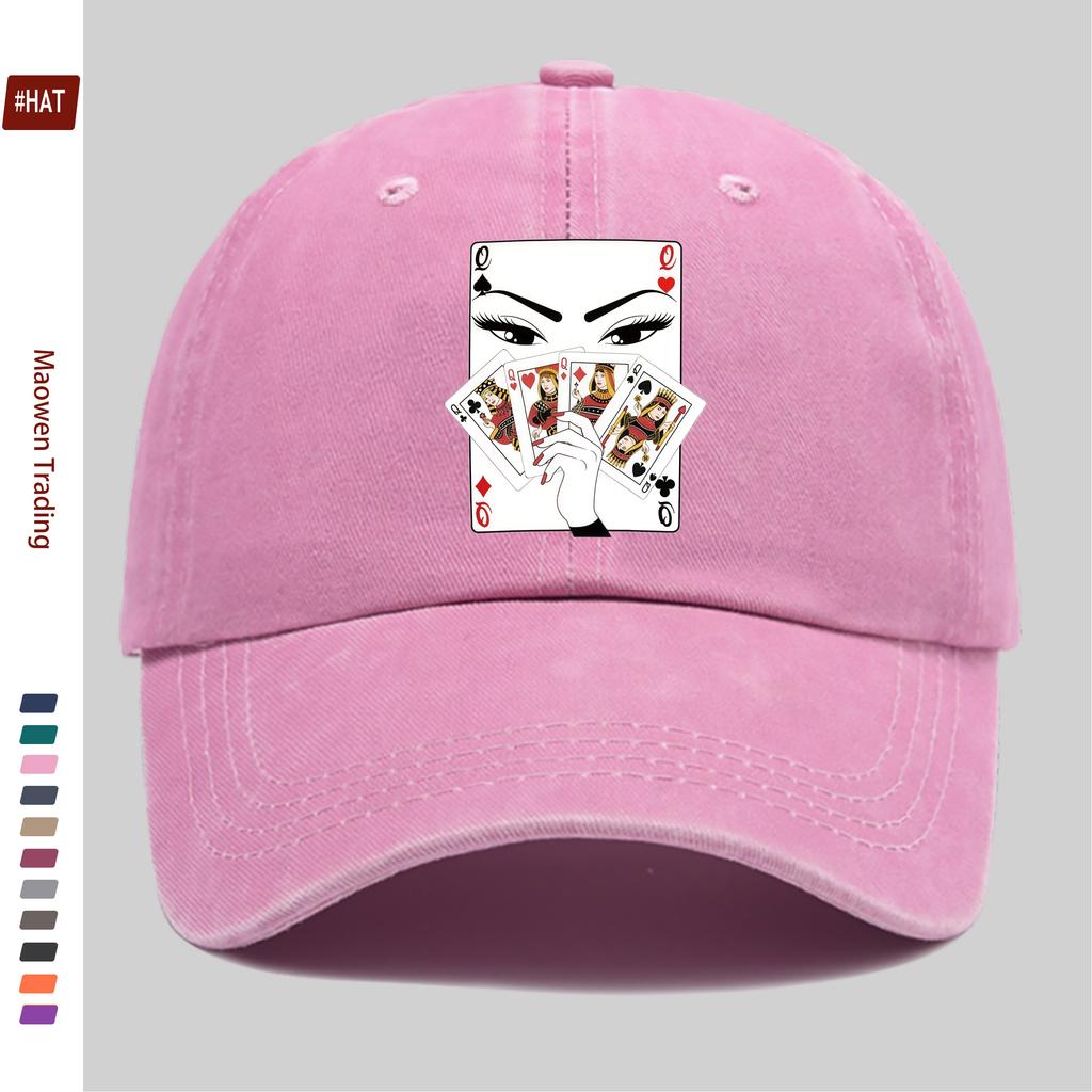 Pc Handheld Four Q Playing Cards Print Baseball Cap Unisex Sun Hat Multiple Colors Available Papa Hat Comfortable and Light