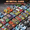 AIUAZA Kids Mini Alloy Pull-Back Race Car Set 48 Die-Cast Cars with Garage Track Ages 3-8