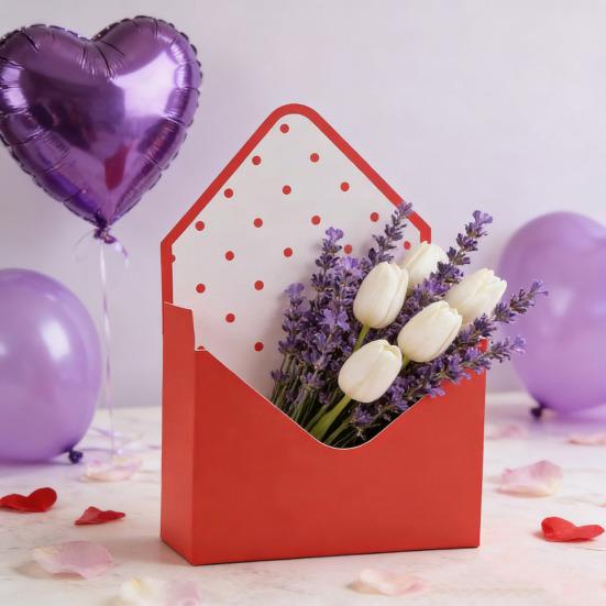 10 Pcs Valentine's Day Floral Envelope Boxes Empty Florist Bouquet Packaging Box Folding Paper Envelope Gift Box for Party Flower Wrapping Supplies