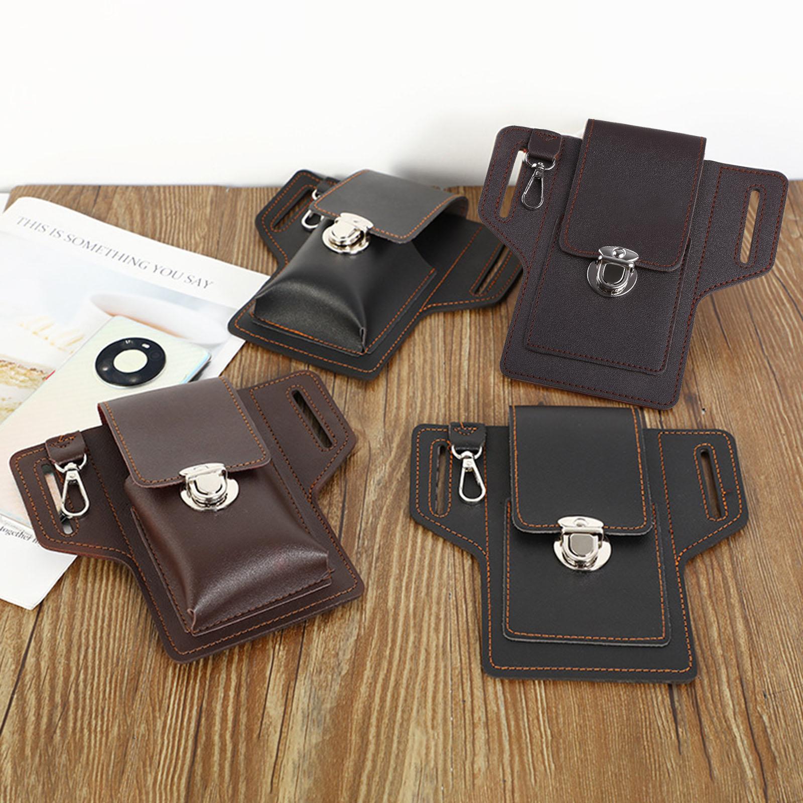 Винтажная кожаная поясная сумка с петлей для ремня — фото 5