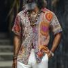 Men's Floral Print Indian Boho Shirt Summer Hawaiian Shirt Button Up Shirt Short Sleeve