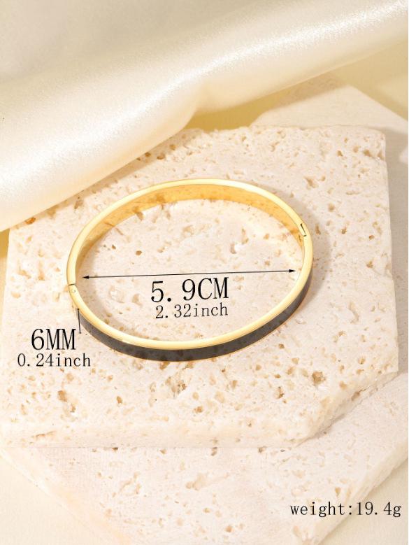 Kvinners 4 mm Gull Emalje Titanstål Armbånd med Spenne