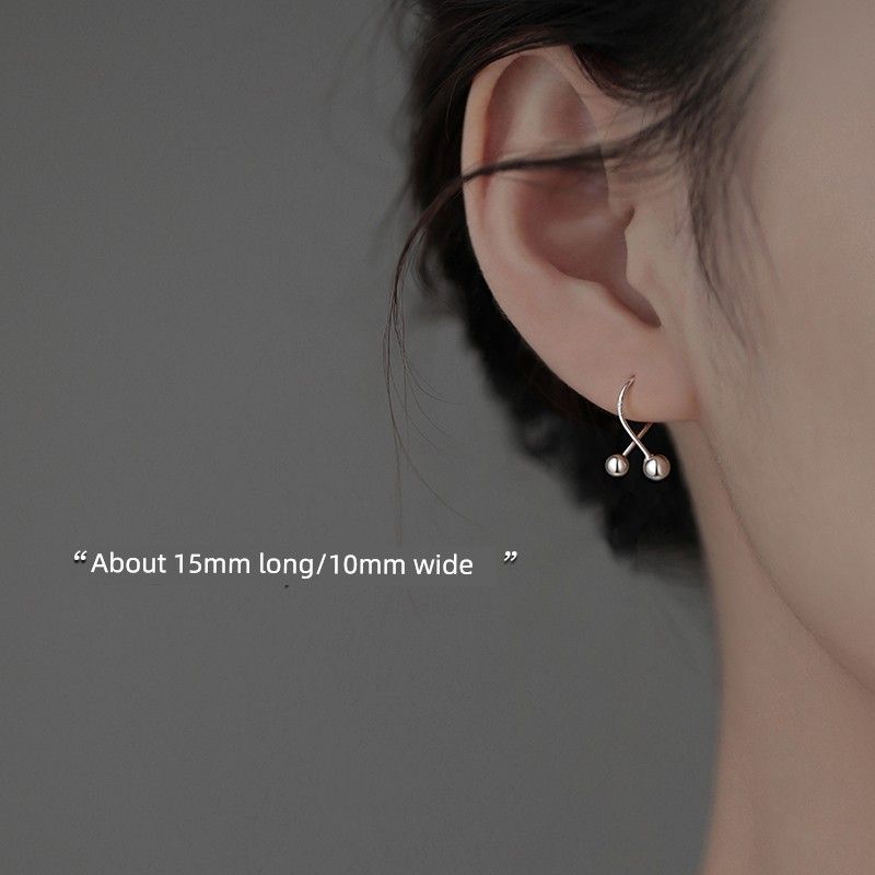 

[Xiangnan] 925 Sterling Silver Cross Ball Stud Earrings Special-Interest Design 2025 New Hot-Selling Earrings Classy Female Earrings 925 silver cross round bead earrings (two price)