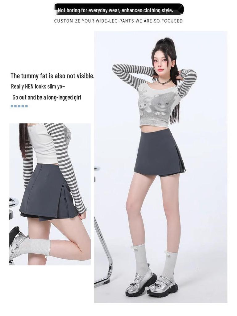 2025 Women's High Waist Black Bodycon Midi Skirt with Side Slit – Spring/Summer Hot Style Suit Shorts