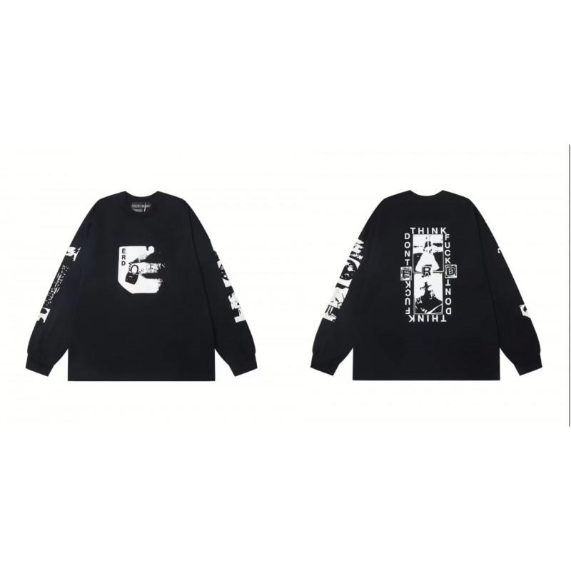 Washed Vintage Distressed Cotton Long Sleeve Tee Oversized Streetwear Style Men Casual Daily Wear