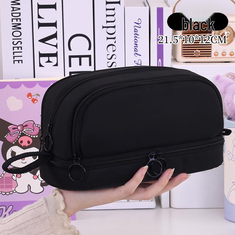 Large Capacity Four-Layer Pencil Case for Students - Solid Color, Simple Design, Multifunctional for Boys and Girls