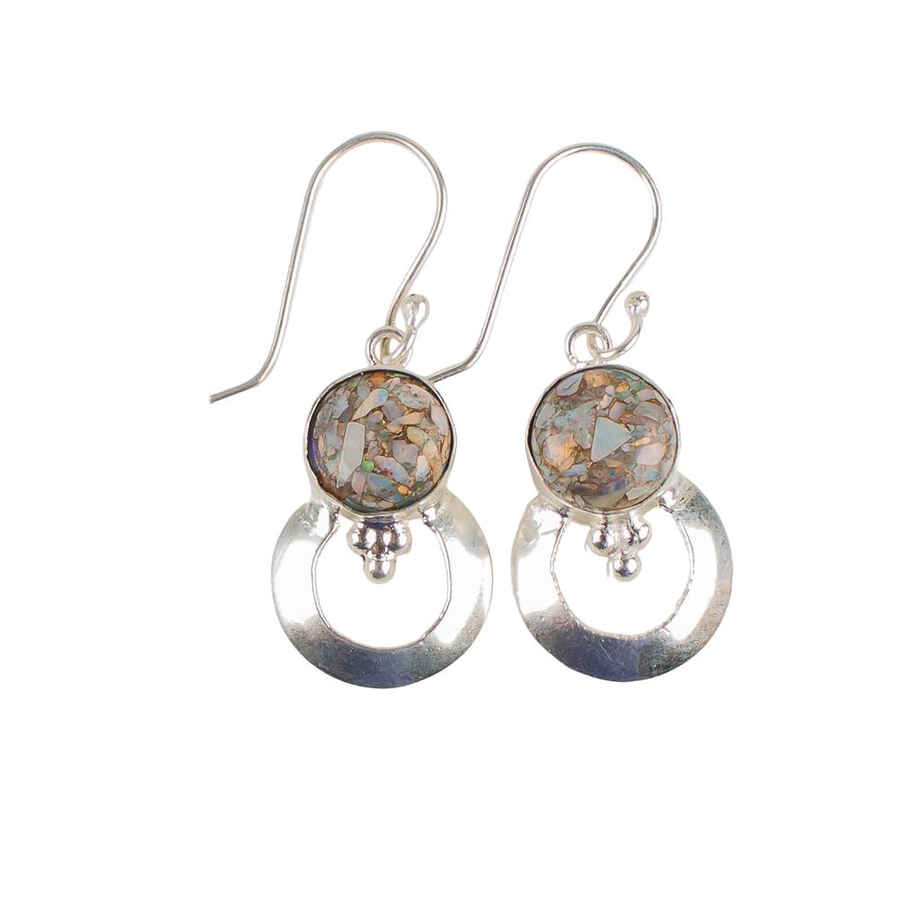Natural Ethiopian Copper Turquoise Gemstone 925 Sterling Silver Drop/Dangle Earrings 1.50" Gift For Wife EE-59-15