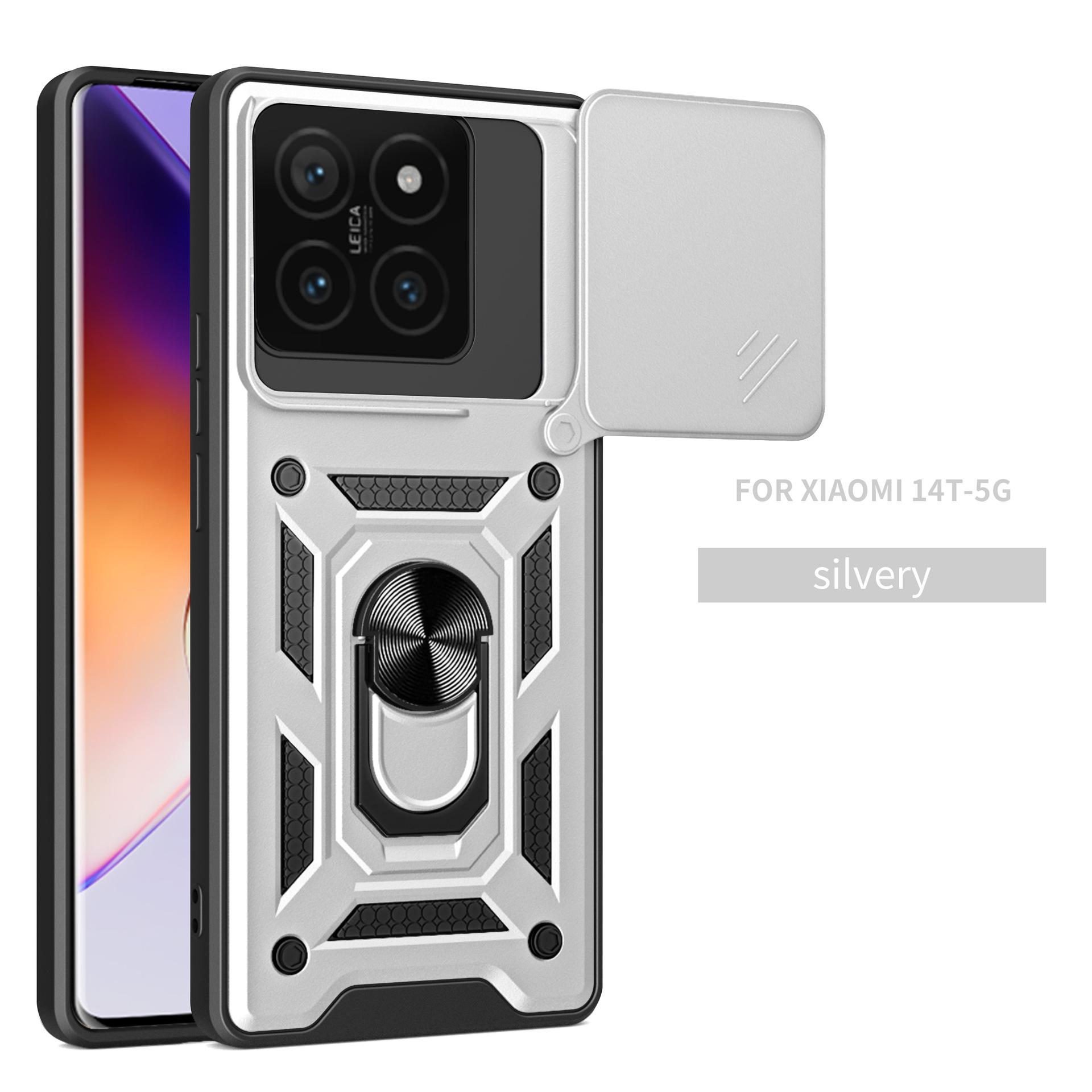 

Military Armor Grade Ring Stand Car Magnetic Holder Case For Xiaomi 15T Pro 14 13 T Ultra Pro Sliding Window Lens Protect Cover Xiaomi 13 Pro