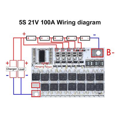 3S/4S/5S Bms 12V 16.8V 21V 3.7V 100A Ochranná deska lithiové baterie Li-Ion Lmo Ternární Li-Polymer Vyrovnávací nabíjení