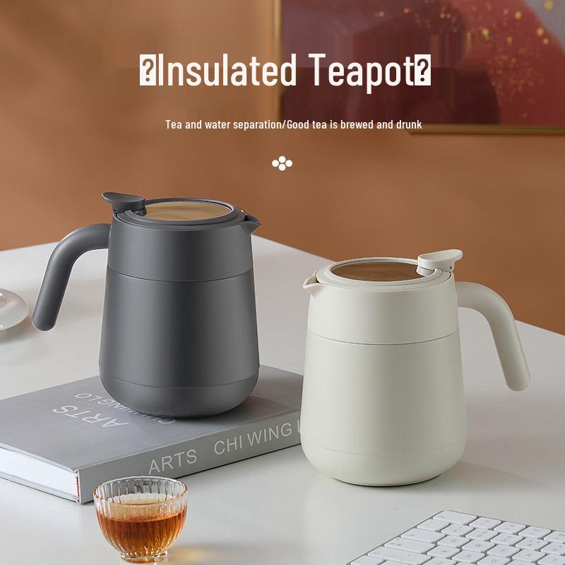 High-End 316 Stainless Steel Insulated Teapot with Tea and Water Separation, 800ml Capacity, Muffled Design, Gift Kettle with Engraving Options.