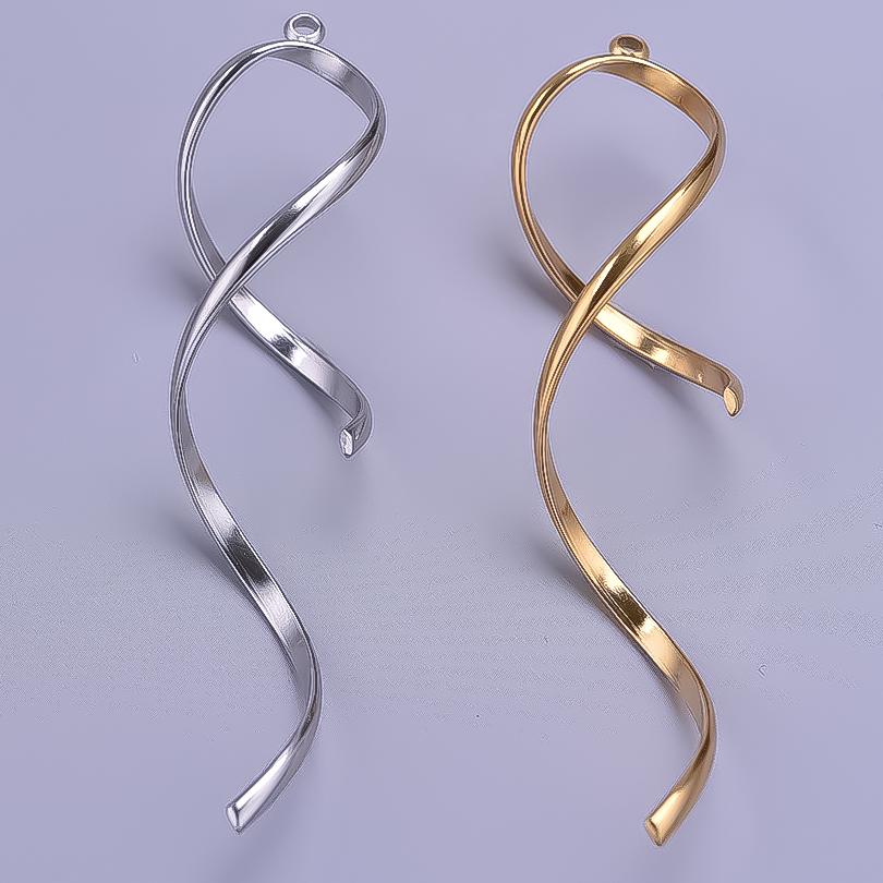 6pcs Minimally Curved Lines Vintage Stainless Steel Charms For Jewelry Making Supplies Handmade Earrings Necklace Pendant Charm