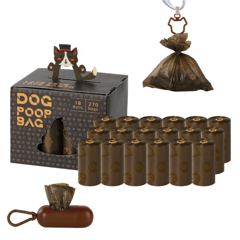 18 Rolls Coffee Scented Pet Poop Bags Easy to Use Waste Bag for Dog with Easy Tear Feature Outdoor Walking Essential