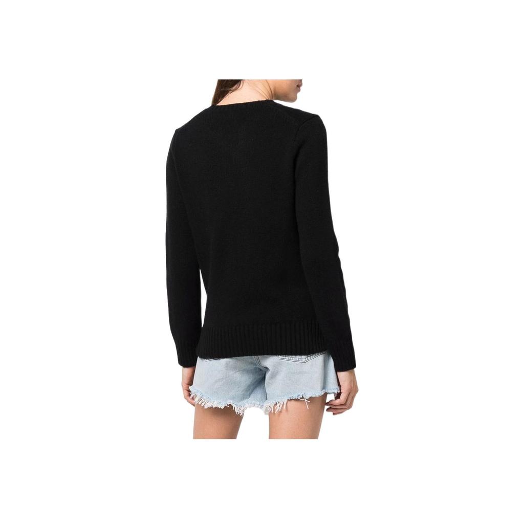 Polo Ralph Lauren SS22 Cartoon Teddy Bear Pattern Jacquard Crew Neck Pullover Casual Long Sleeve Sweater Women sweater Black 211857294-001