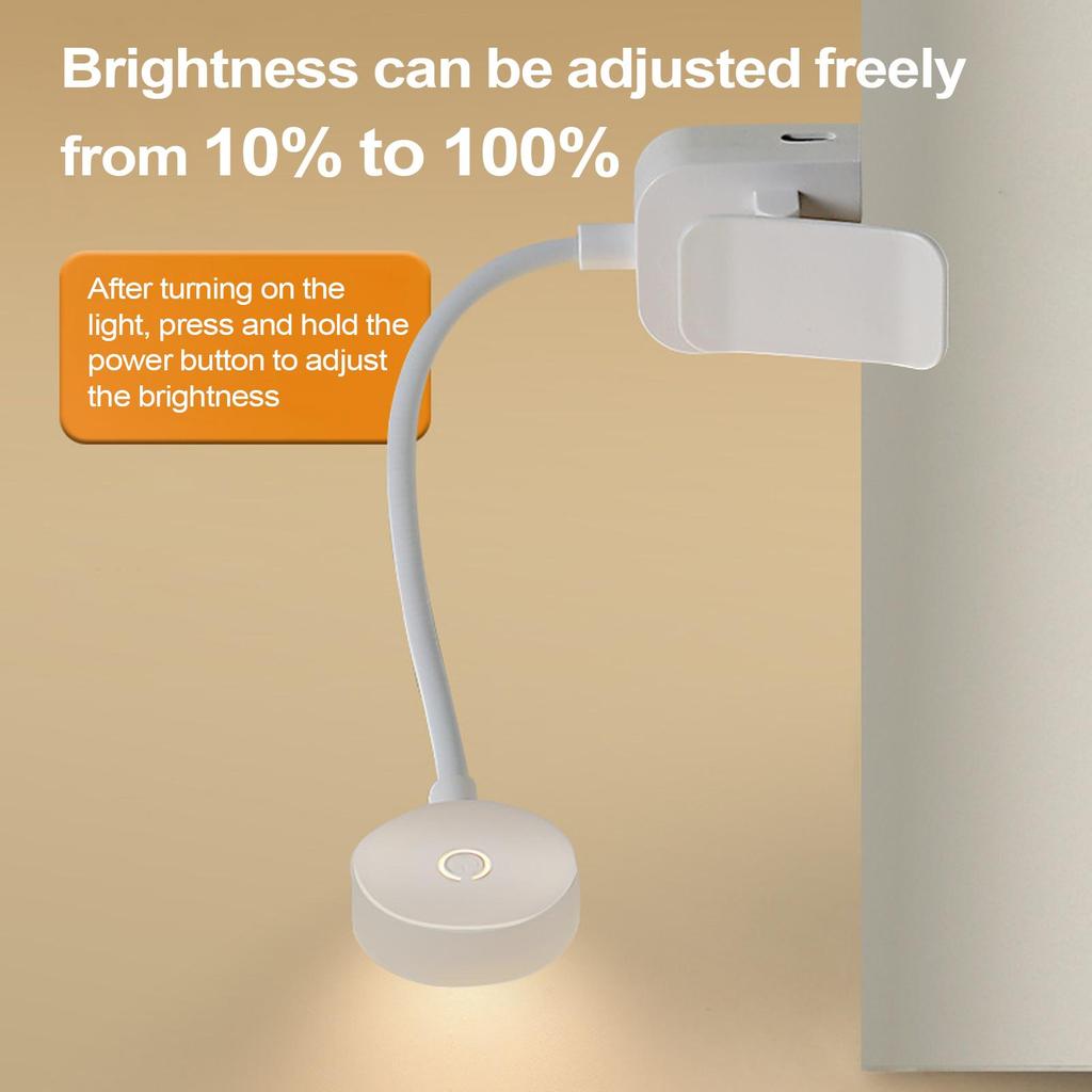 Mini Reading Book Light Table Lamp Three Color Temperatures Adjustable Clip-On Study Reading Lamp for Travel Bedroom Book